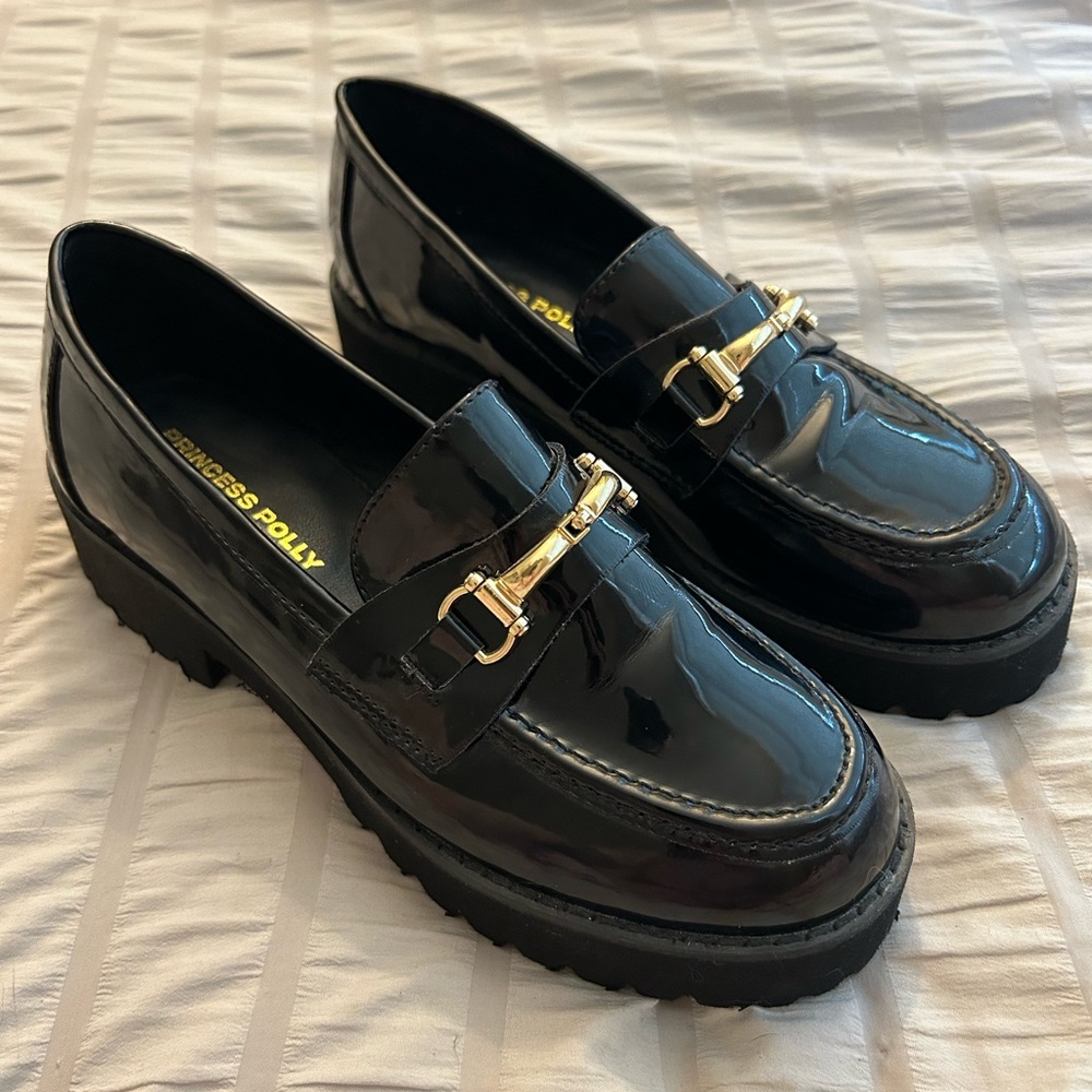 ❌SOLD ON DEPOP❌ Princess Polly Capri Loafers Black Patent Faux Leather